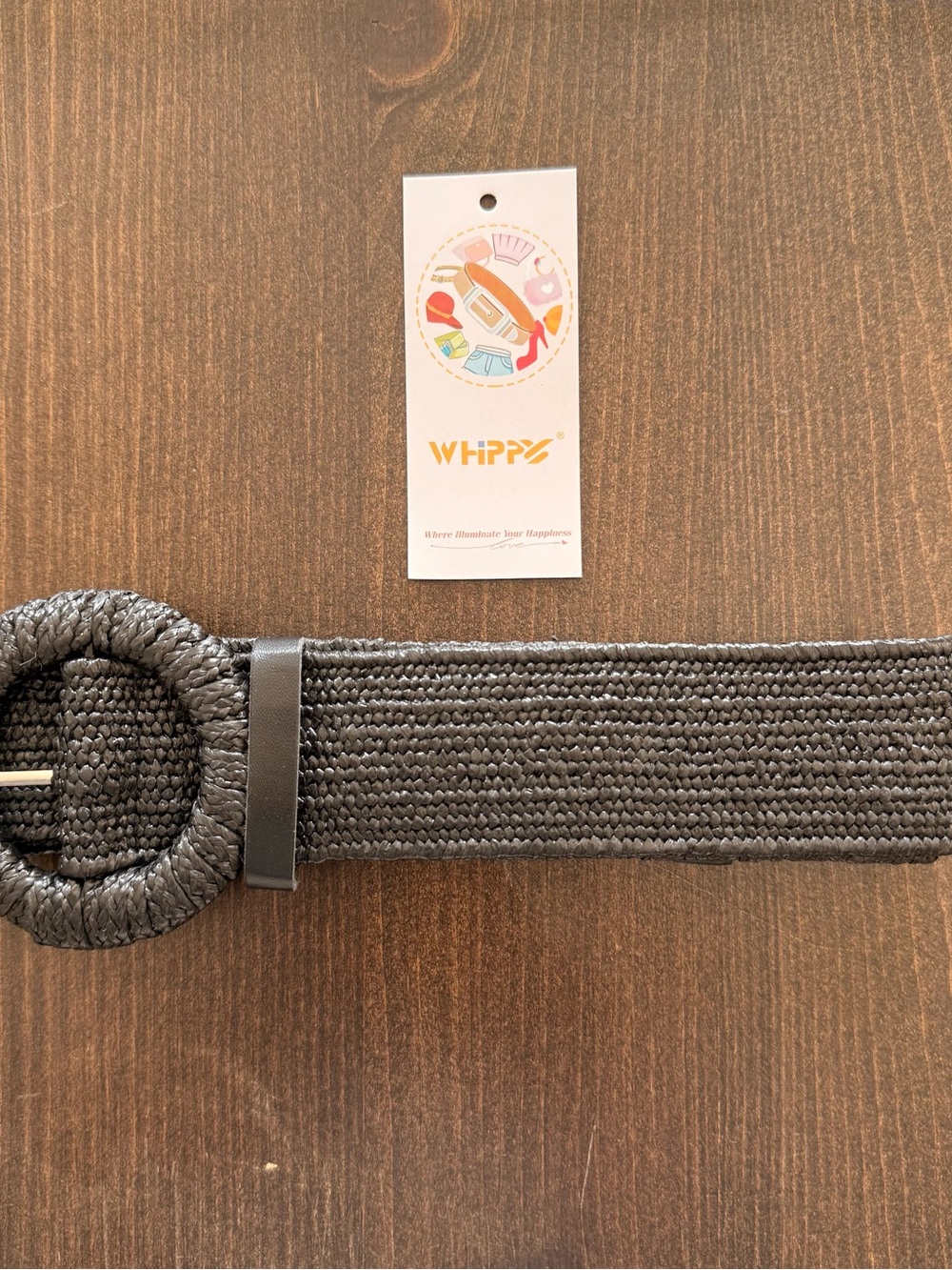 NEW Woven Round Buckle Stretch Belt - Black - Faux Leather accents - Women’s 39”